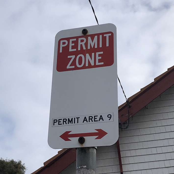 Parking sign for a permit zone at all times