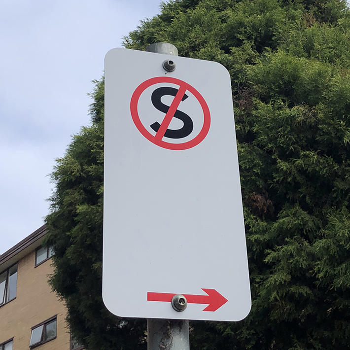 A no stopping, also known as a no standing, parking sign.