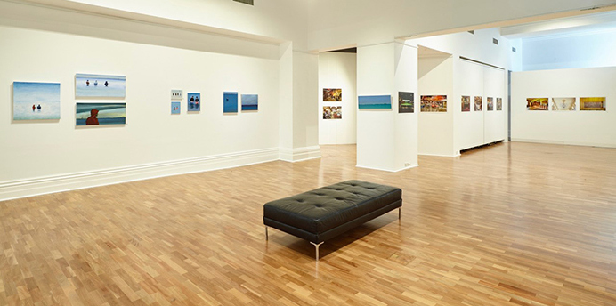 Inside the empty Carlisle Street Art Space during an exhibition